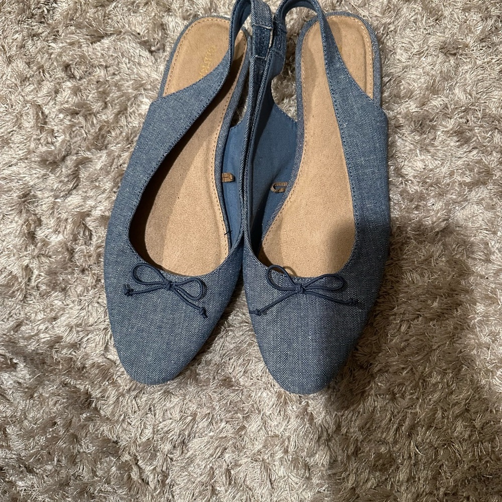 Old Navy Blue Slingback Flats with Bow